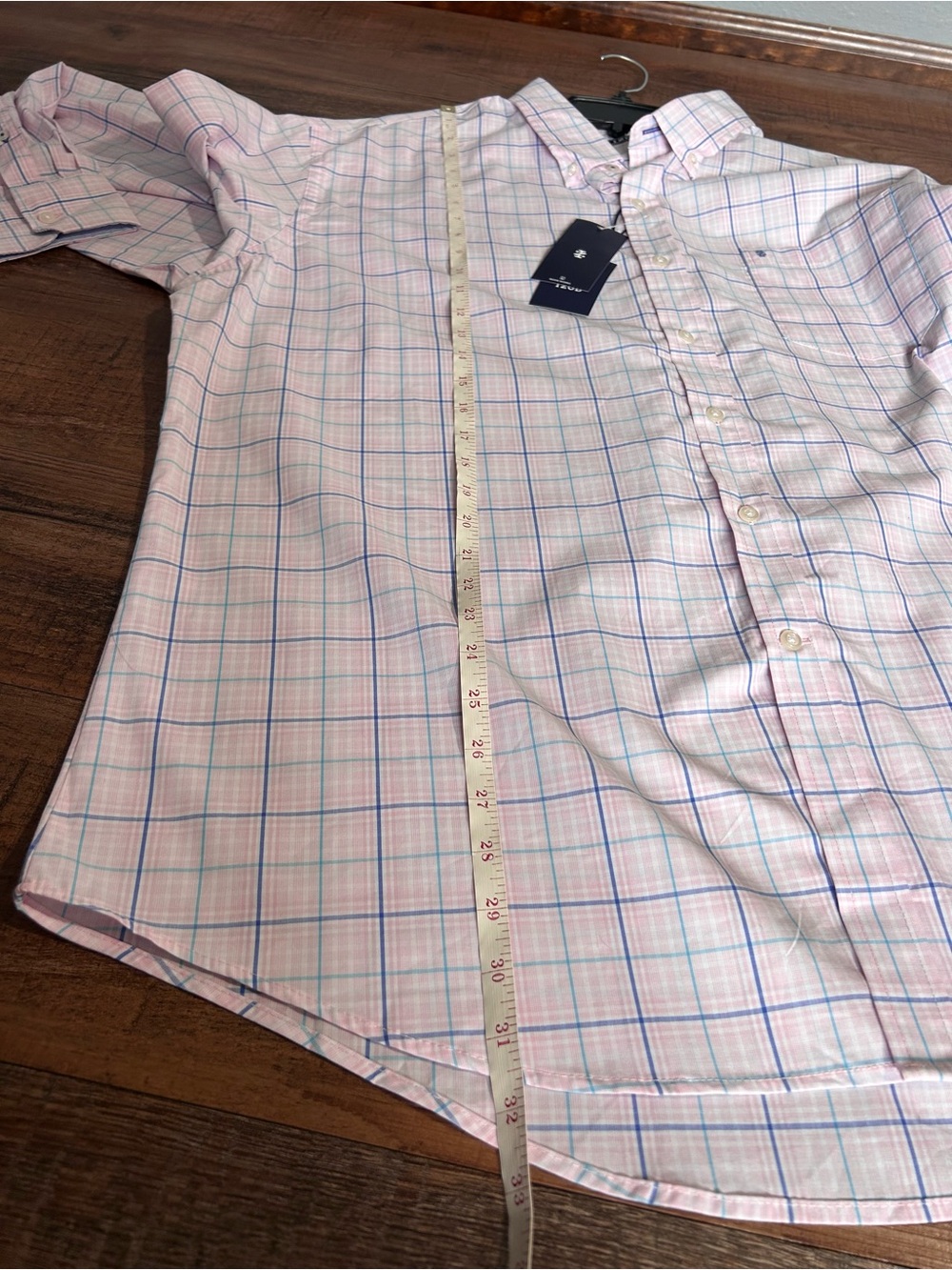 NWT IZOD Men’s Pink Plaid Button-Down Dress Shirt XXL - Picture 5 of 7